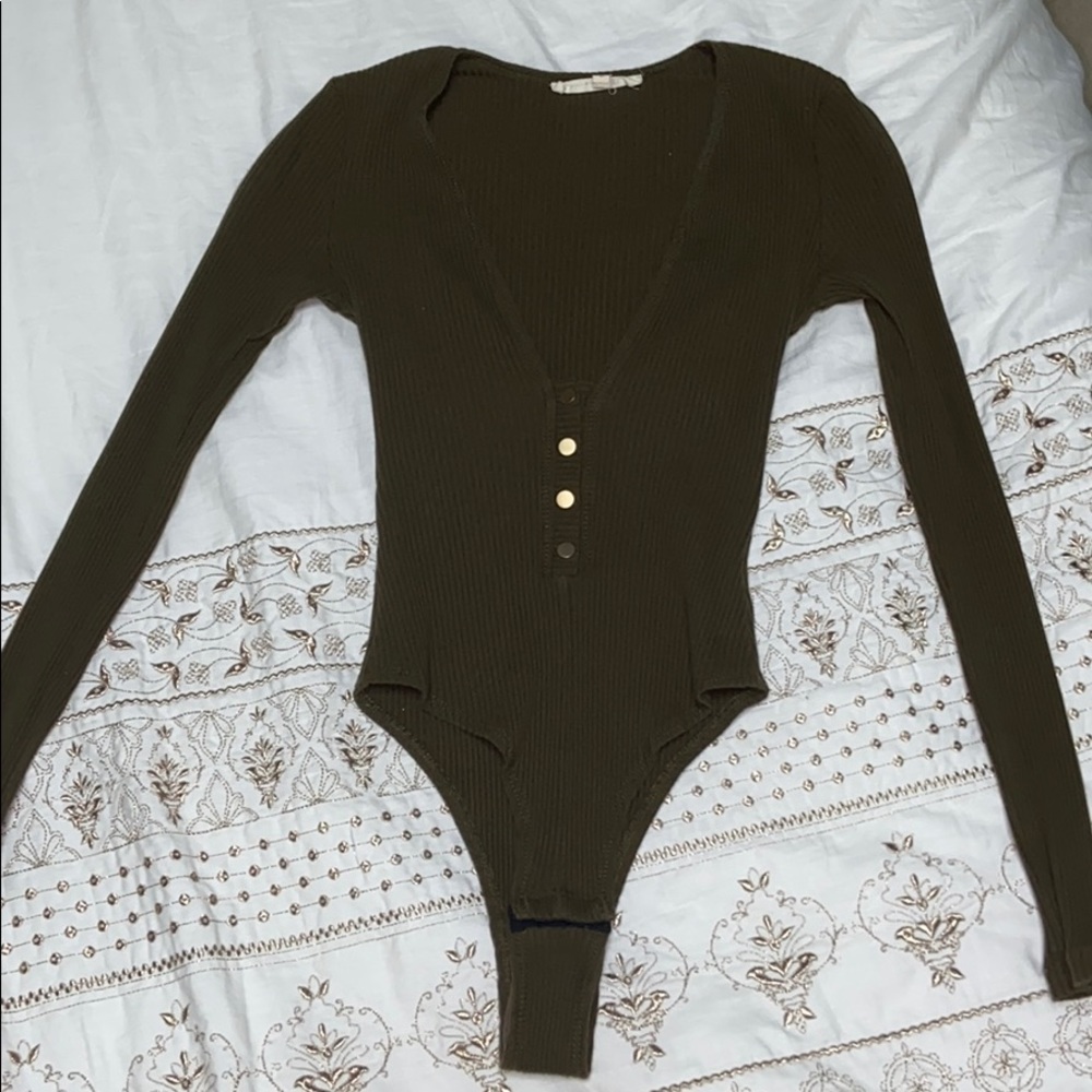 Tight olive bodysuit